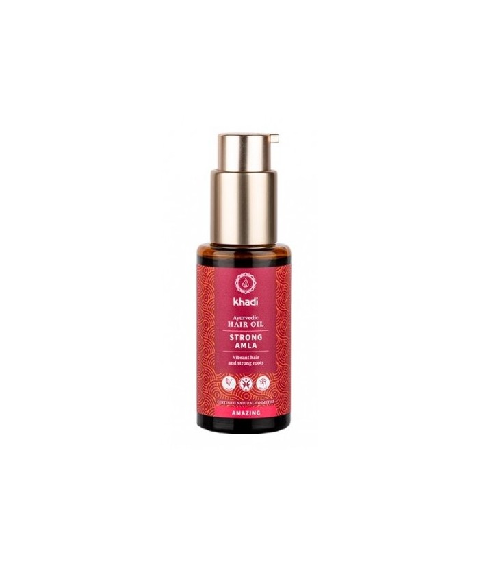 Aceite ayurveda Khadi Amla-Fortaleza: para un cabello sano, fuerte y brillante desde la raíz hasta las puntas. 

Amla aporta 