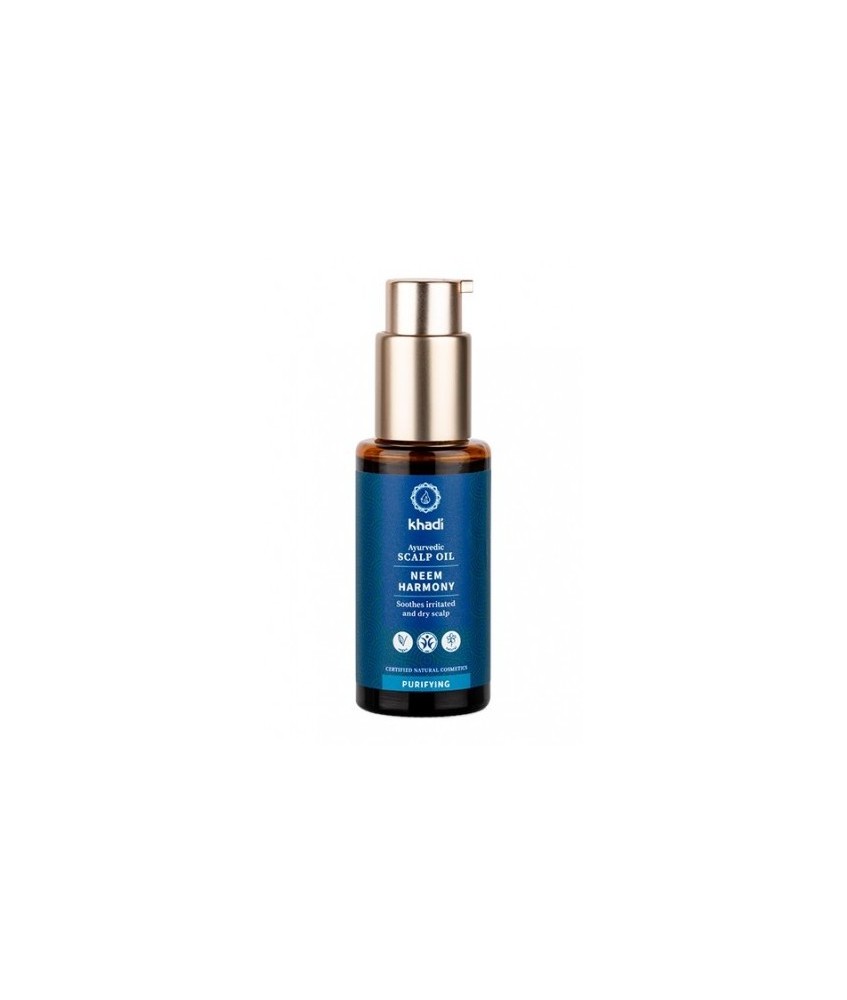 Aceite ayurveda Neem Khadi, disfrute de un cuero cabelludo maravillosamente relajado, libre de picores y caspa, porque un cuero