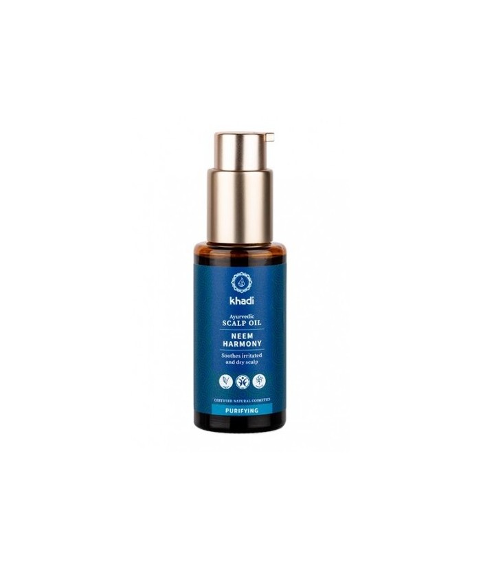 Aceite ayurveda Neem Khadi, disfrute de un cuero cabelludo maravillosamente relajado, libre de picores y caspa, porque un cuero
