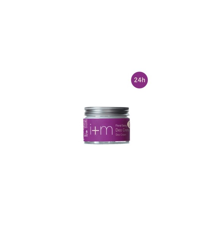 La crema desodorante Floral, en frasco de vidrio ecológico, desodoriza suave y eficamente con una composición de aceite de coco