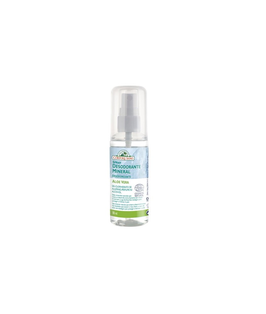 DEO SPRAY MINERAL ANTIBACTERIANO
POTASSIUM ALUM Y ALOE VERA
El desodorante Spray Mineral de Alumbre y Aloe Vera es un desodor