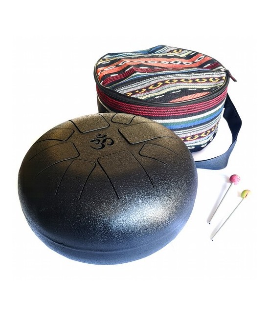 Instrumento de percusión hecho de hierro forjado y laminado totalmente artesanal de lengüetas recortadas alrededor del círculo 