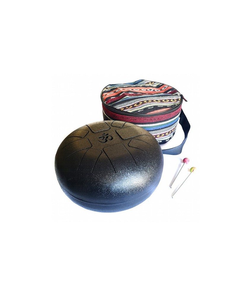Instrumento de percusión hecho de hierro forjado y laminado totalmente artesanal de lengüetas recortadas alrededor del círculo 