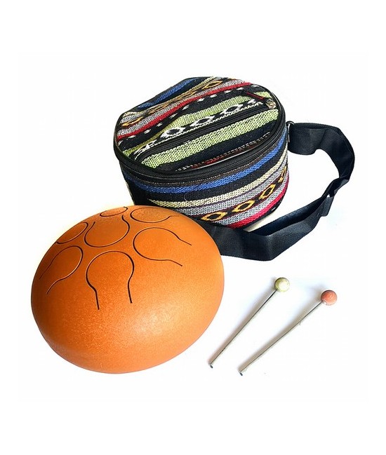 Instrumento de percusión hecho de hierro forjado y laminado totalmente artesanal de lengüetas recortadas alrededor del círculo 