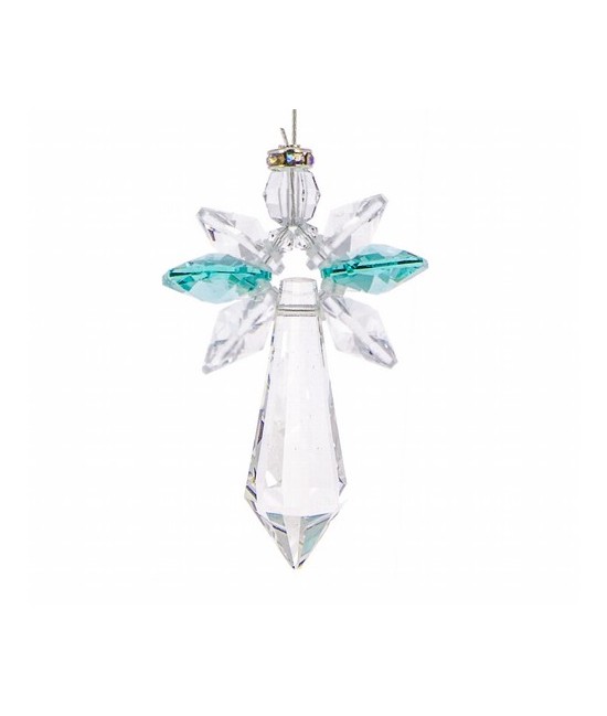 El arcángel es un símbolo protector que representa lo celestial y lo sagrado. El color del circonio azul de sus alas correspond