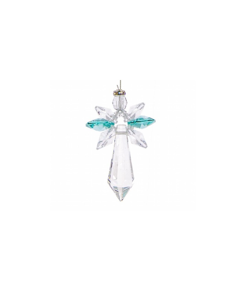 El arcángel es un símbolo protector que representa lo celestial y lo sagrado. El color del circonio azul de sus alas correspond