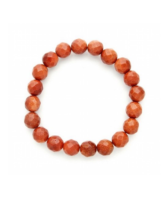 Pulsera de aventurina dorada, bola 10 mm. facetada.