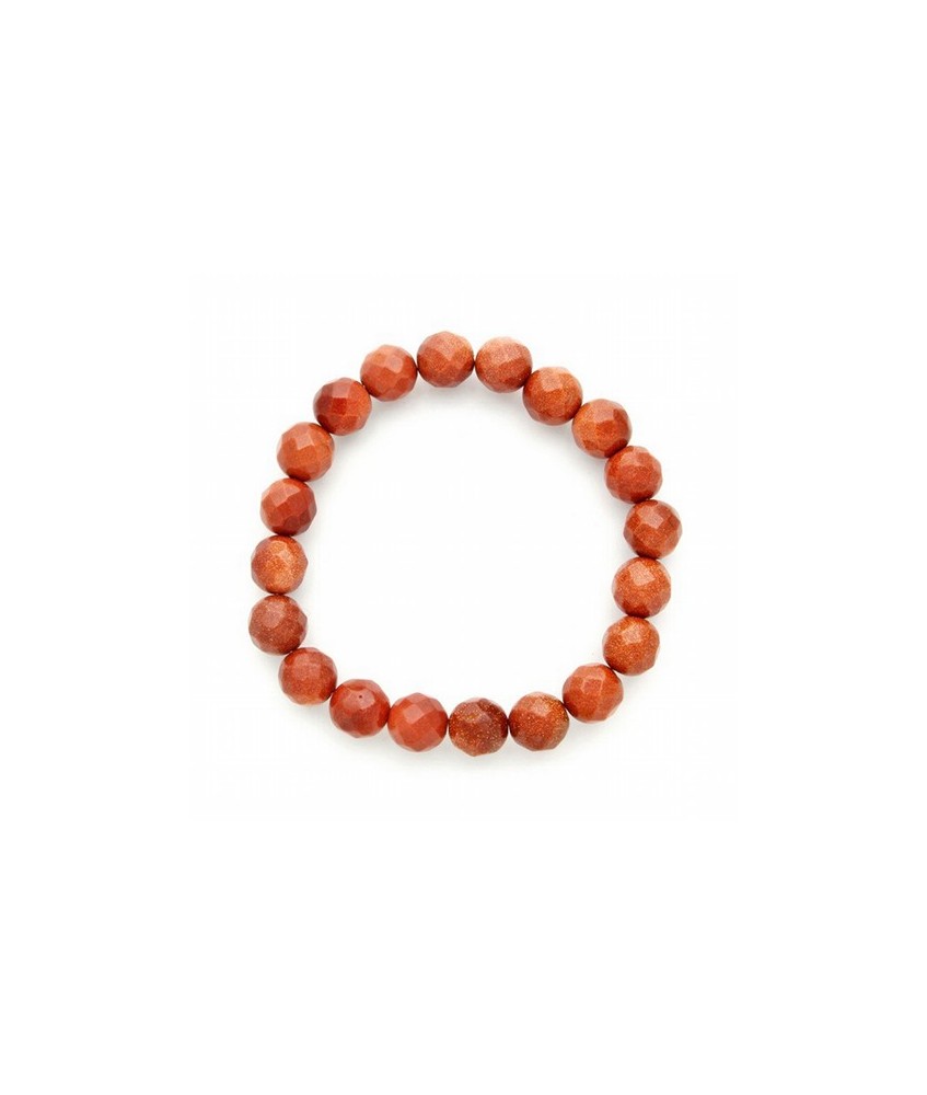 Pulsera de aventurina dorada, bola 10 mm. facetada.