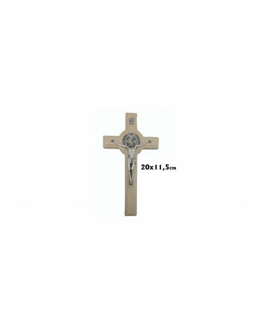 Cruz san Benito 20cm madera blanca