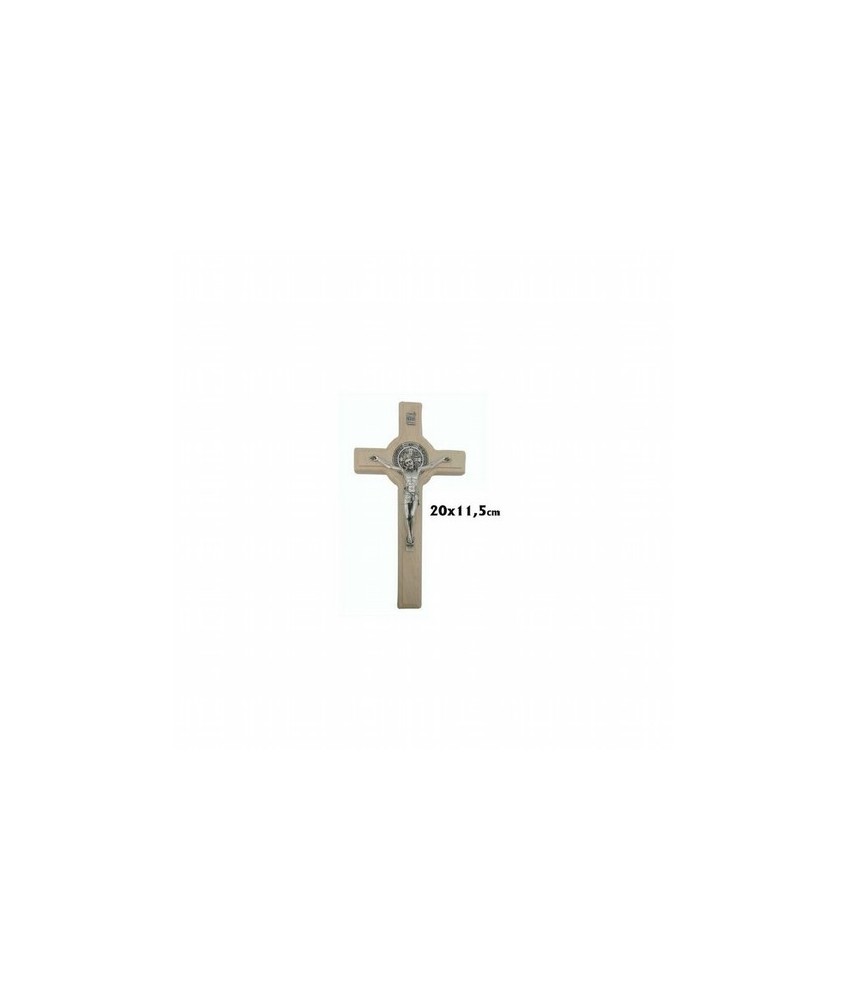 Cruz san Benito 20cm madera blanca