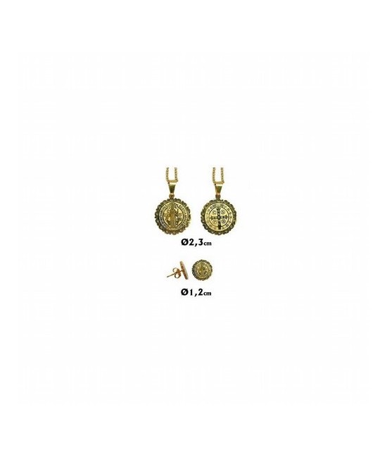 Medalla Colgante redondo 2,3 cm y pendientes acero dorado 1,2 cm
Ref.: MM132