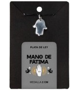 TRI.MEDALLA PLATA MANO FATIMA PLANA 2 CM.