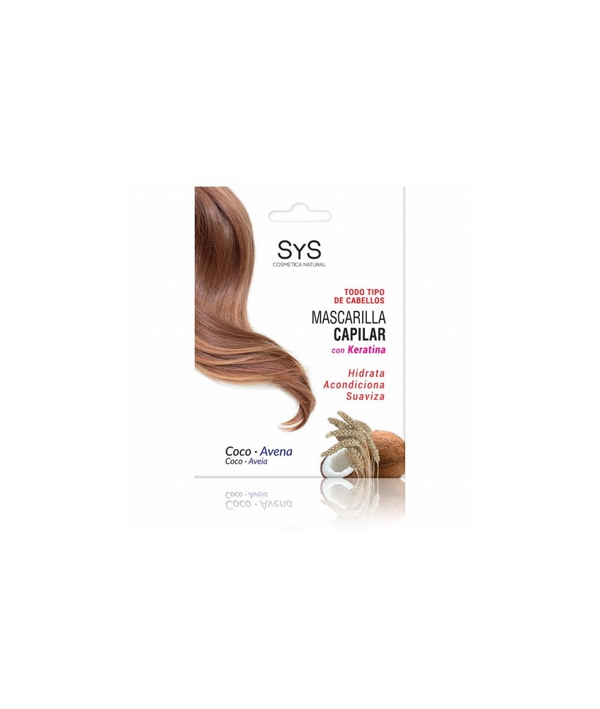 La Mascarilla de Coco y Avena SYS está enriquecida con Keratina y Vitamina E. Protege el cabello de las agresiones externas, re