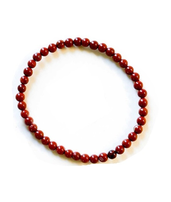 Pulsera en jaspe rojo bola 4mm.
Engarzado en goma elástica.