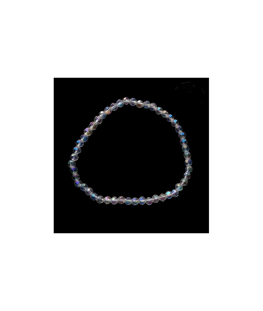 Pulsera de Cuarzo Aura Bola 4mm facetada.