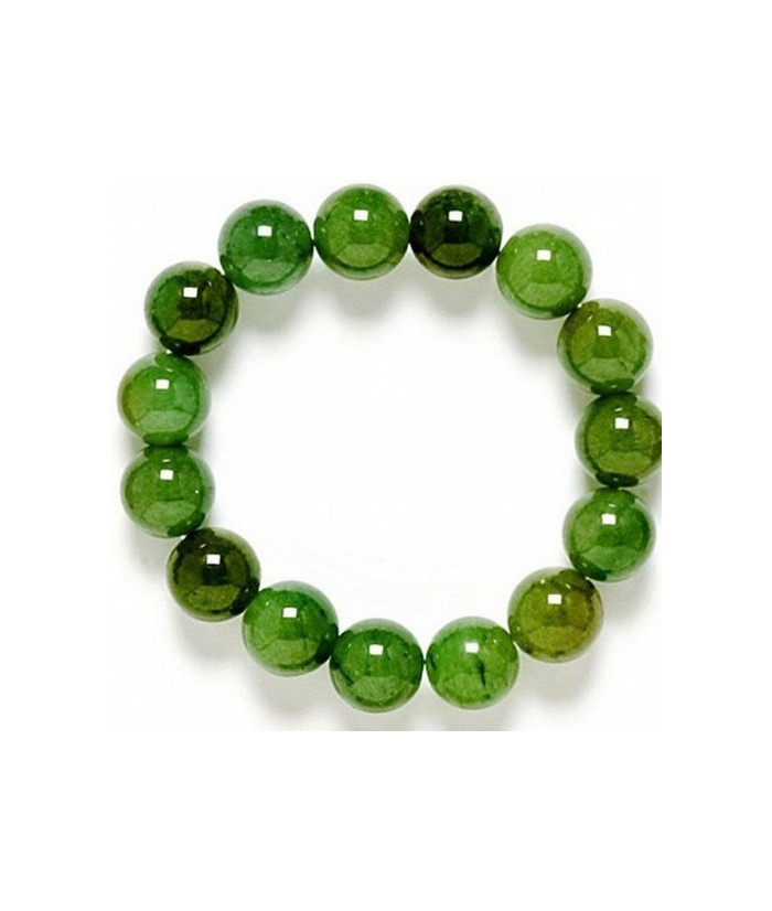 Pulsera de 15 bolas de ágata Verde pulida de 12 mm.
Engarce de goma elástica