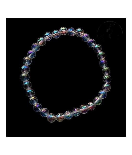 Pulsera de Cuarzo Aura Bola 6mm facetada.