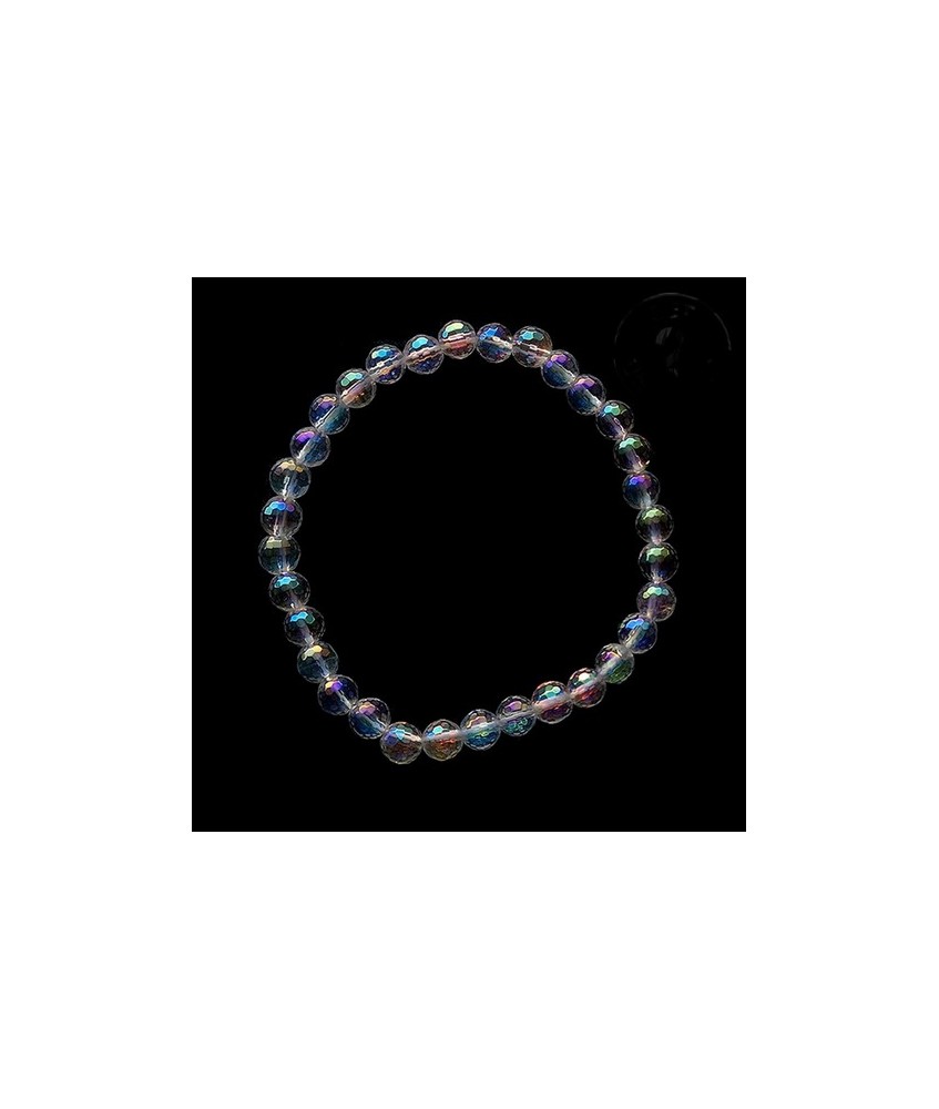 Pulsera de Cuarzo Aura Bola 6mm facetada.
