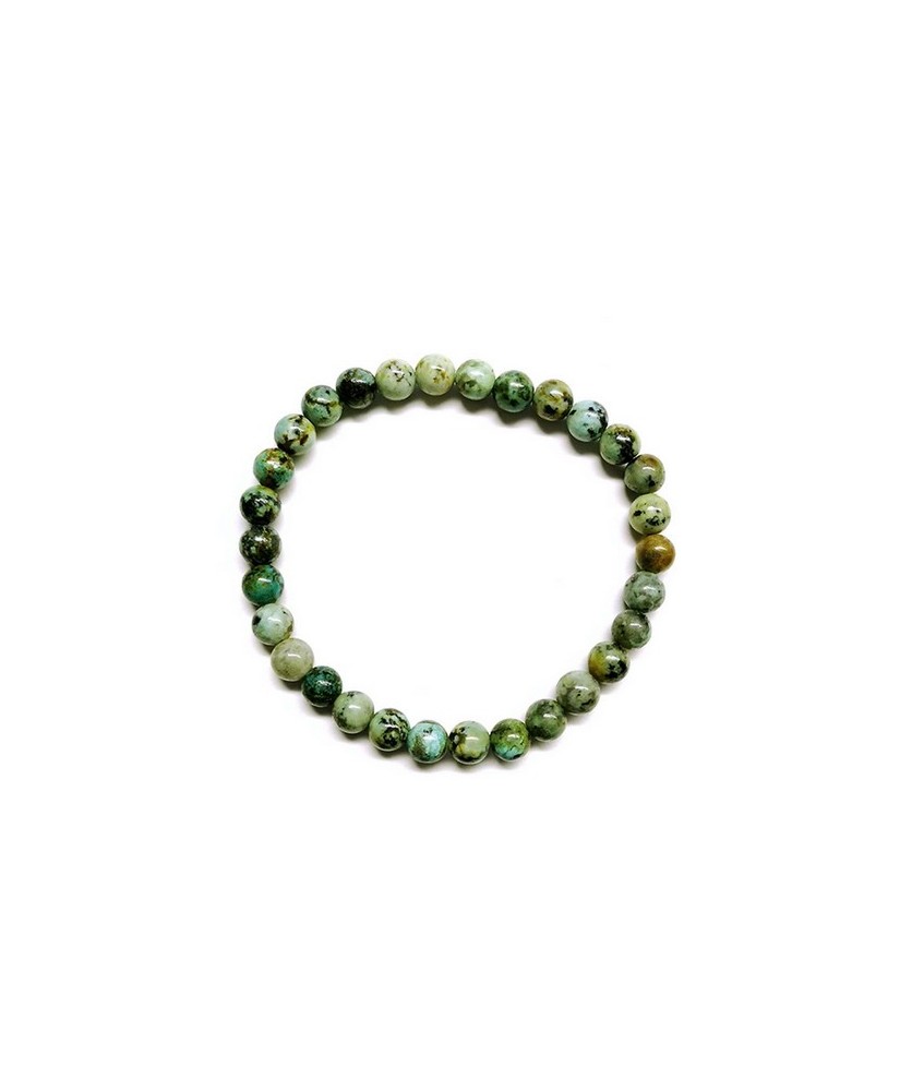 Pulsera Turquesa Africana elástica de bolitas de 6 mm.