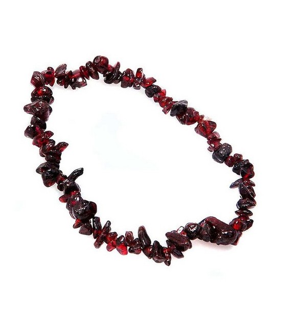 Pulsera de Granate en piedras chip engarzadas en silicona elástica. 