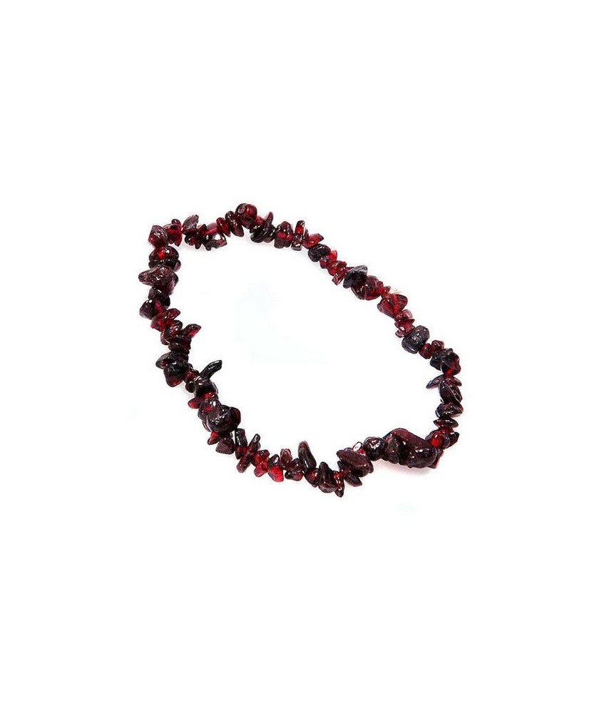 Pulsera de Granate en piedras chip engarzadas en silicona elástica. 