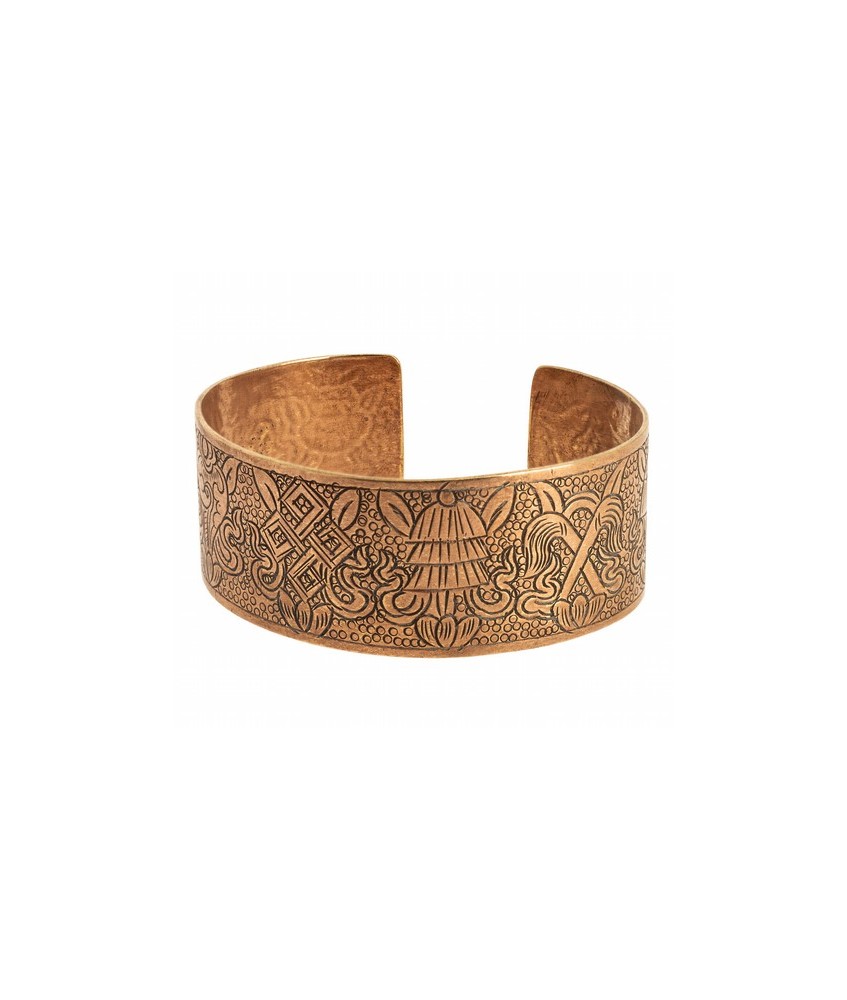 Esta pulsera lleva los ocho símbolos auspiciosos y de buena suerte para los tibetanos:

1. El jarrón, para contener el agua d