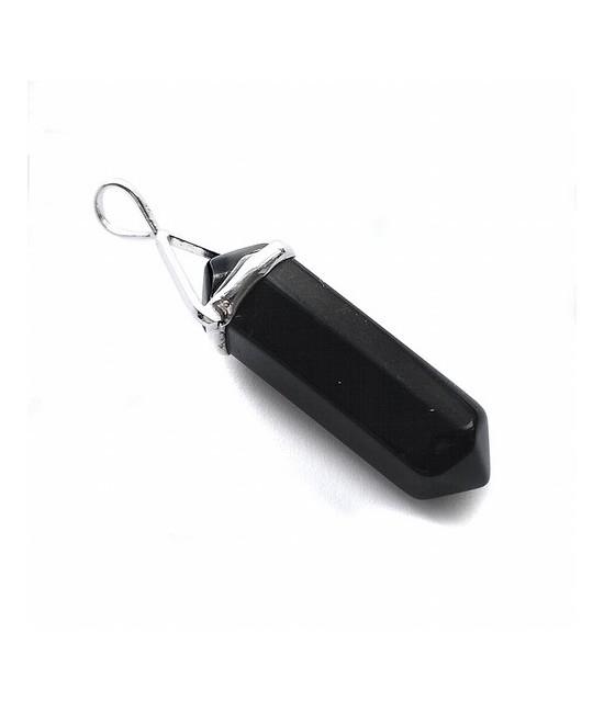 Colgante Punta Biterminada de Onix de aprox. 3cm. de longitud.

Con engarce fijo en plata.