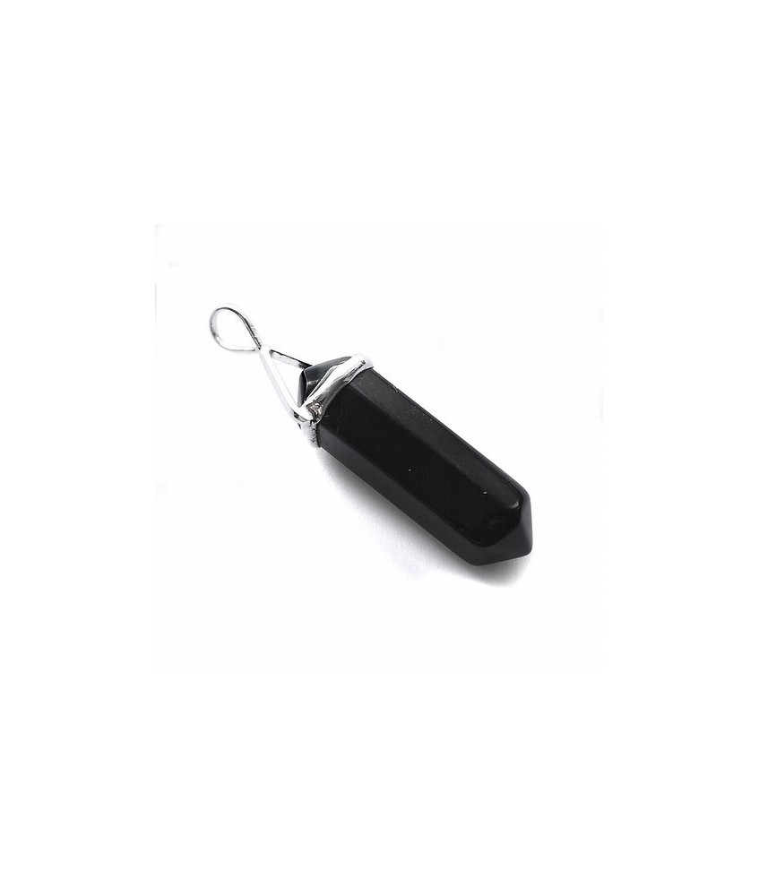 Colgante Punta Biterminada de Onix de aprox. 3cm. de longitud.

Con engarce fijo en plata.