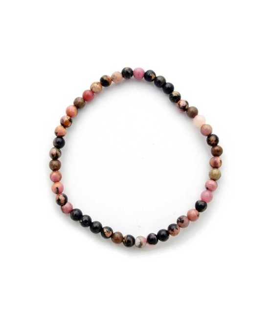 Pulsera Rodonita, elástica de bolitas de 4 mm.