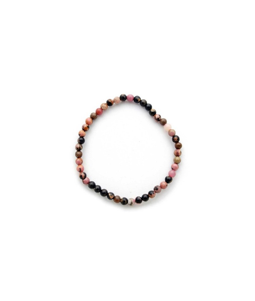 Pulsera Rodonita, elástica de bolitas de 4 mm.