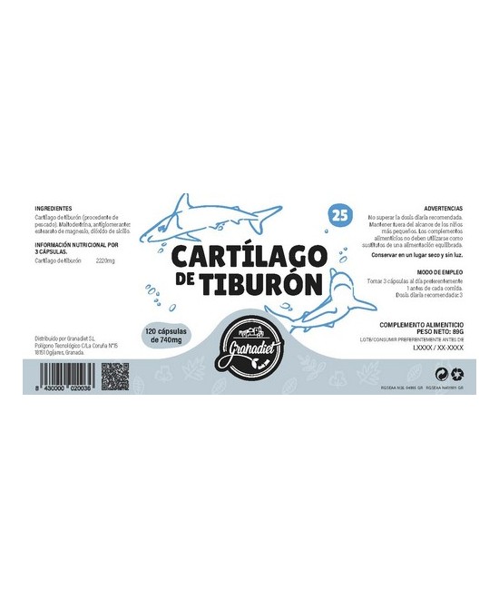 GR.CARTILAGO TIBURON 120 CAPS. 765 Mg.