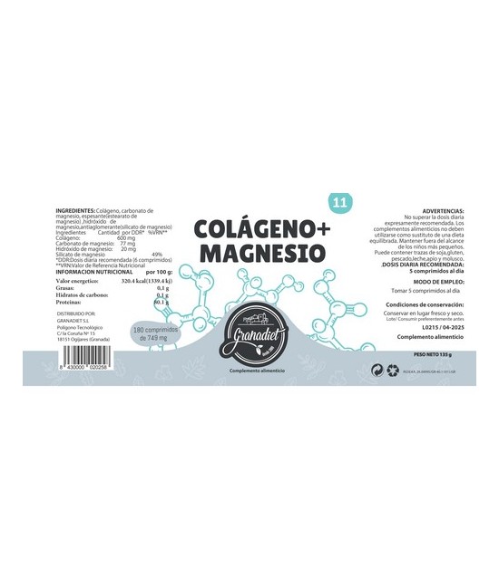 GR.COLAGENO+MAGNESIO 180 COMP. 749 Mg.