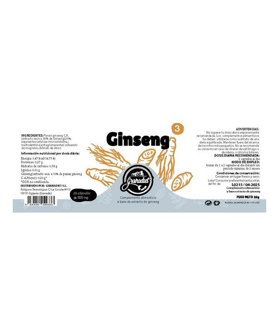 GR.GINSENG 50 CAPS. 500 Mg.