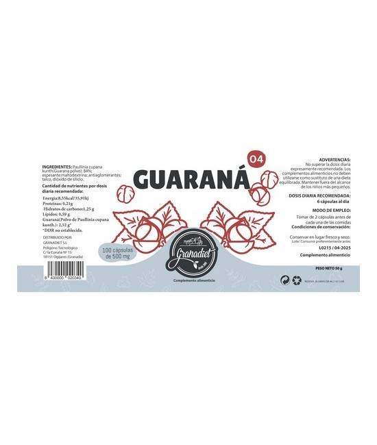 GR.GUARANA 100 CAPS. 500 Mg.