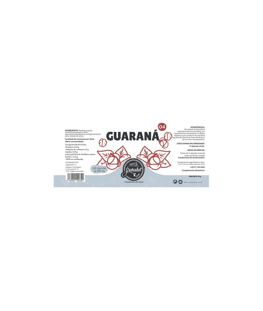 GR.GUARANA 100 CAPS. 500 Mg.
