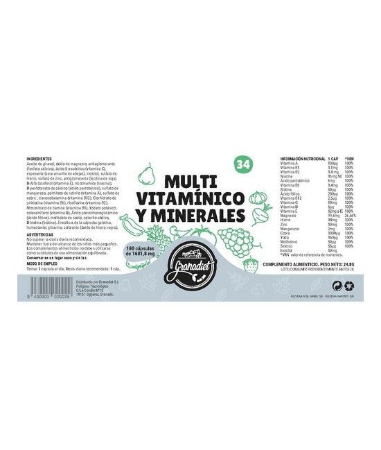 GR.MULTIVITAMINICO MINERALES 1000 MG 180 COMP.