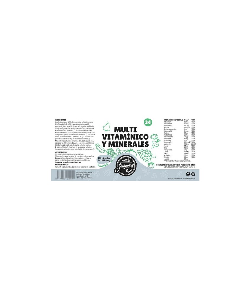 GR.MULTIVITAMINICO MINERALES 1000 MG 180 COMP.