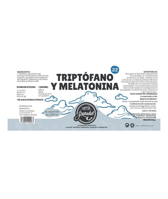 GR. TRIPTOFANO + MELATONINA 60 COMP