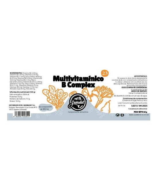 GR.MULTIVITAMINICO  B COMPLEX 60 COMP.500 Mg.