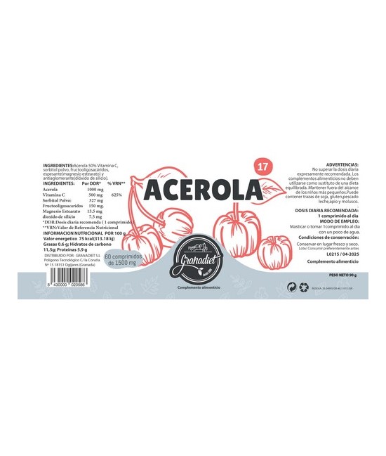 GR.ACEROLA 60 COMP. 1500 mg.