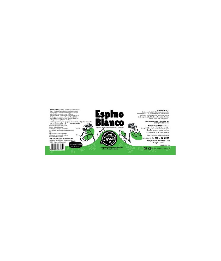 GR.COMPRIMIDOS ESPINO BLANCO 60 COMP. 500Mg