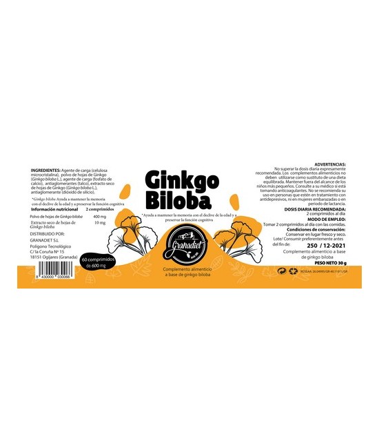 GR.COMPRIMIDOS GINKGO BILOBA 60 COMP 500Mg