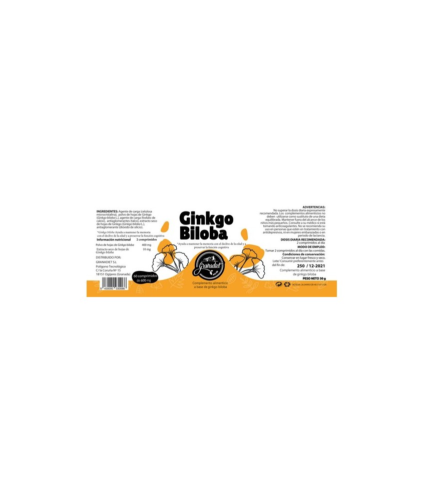 GR.COMPRIMIDOS GINKGO BILOBA 60 COMP 500Mg