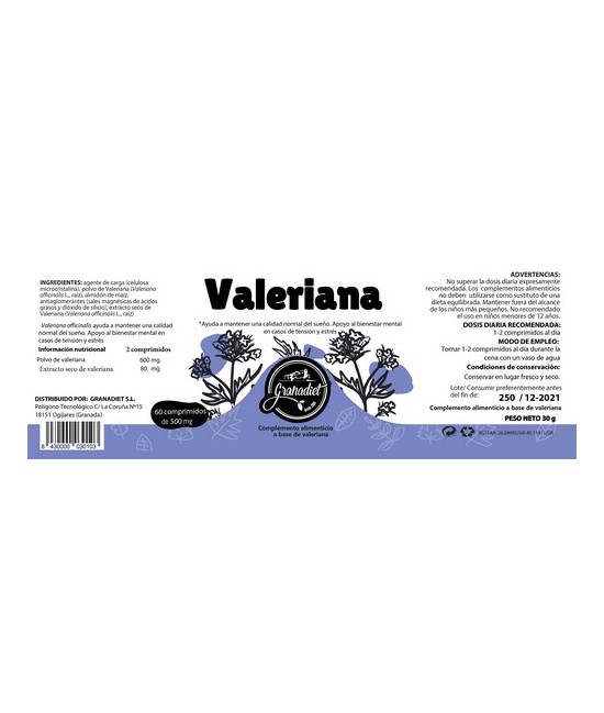 GR.COMPRIMIDOS VALERIANA 60 COMP. 500Mg.