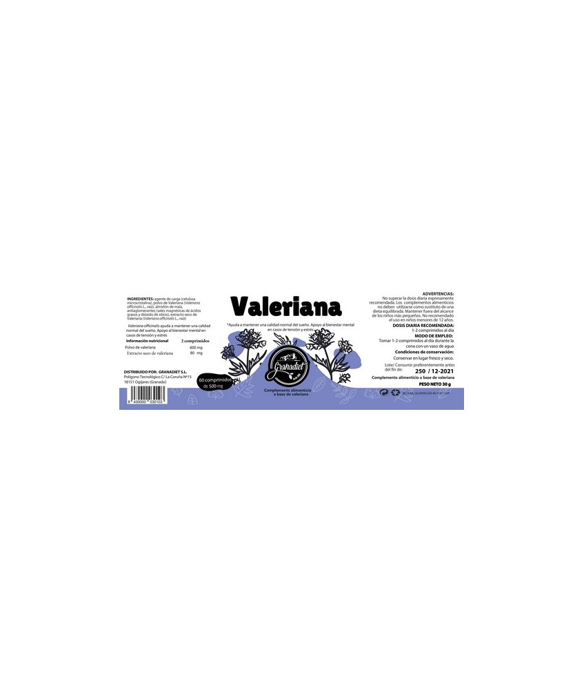 GR.COMPRIMIDOS VALERIANA 60 COMP. 500Mg.