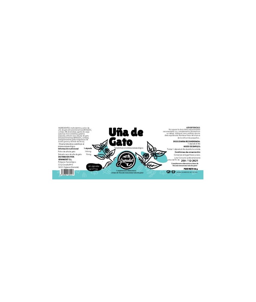 GR.CAPSULAS UÑA DE GATO 60 CAPS. 500 Mg.
