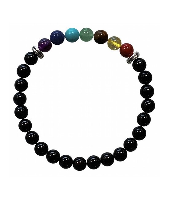 TRI.PULSERA ONIX 7 CHAKRAS 6 MM.