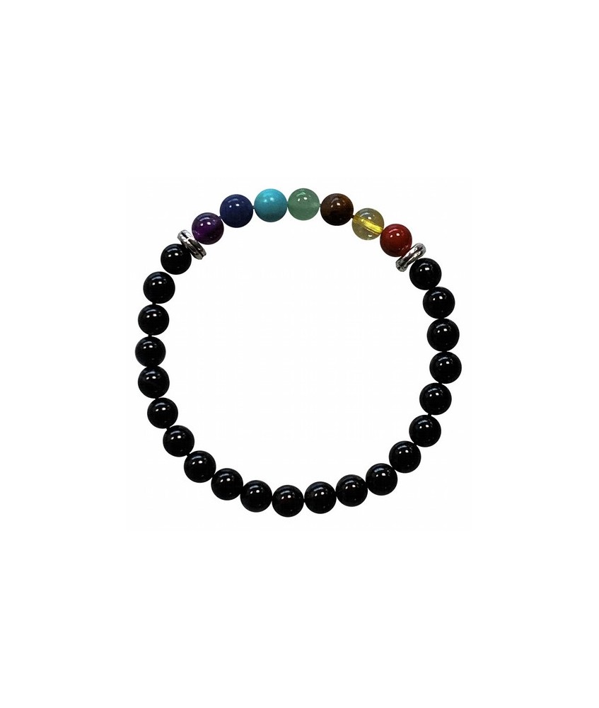 TRI.PULSERA ONIX 7 CHAKRAS 6 MM.