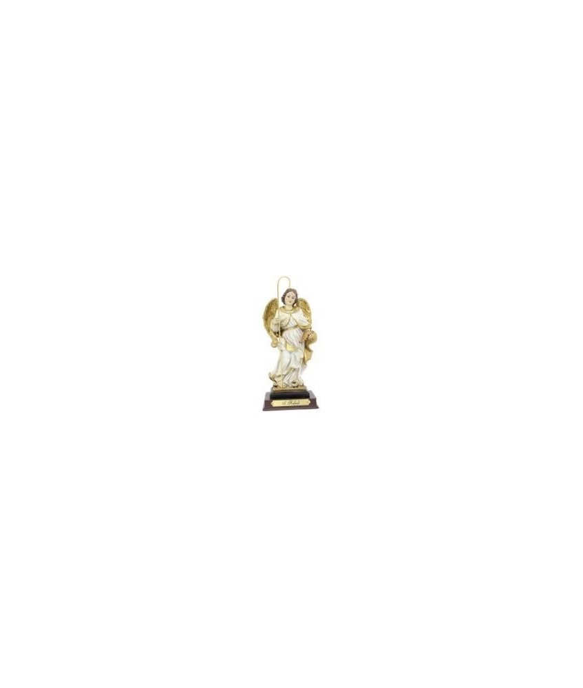 FIGURA ARCANGEL RAFAEL TUNICA BLANCA RESINA 15 CM.