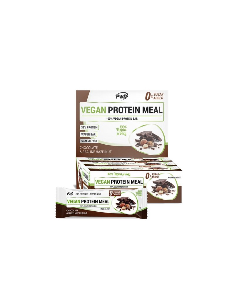 VEGAN PROTEIN MEAL son las deliciosas PROTEIN MEAL totalmente veganas. Las barritas de barquillo wafer recubiertas de chocolate